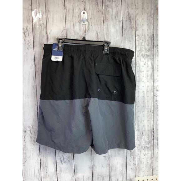 George Mens Relaxed Fit Grey/Black Pull-On Swim Shorts Drawstring NWT Size Large - Picture 2 of 5